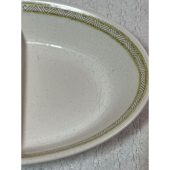 Franciscan Hacienda Green Oval Divided Vegetable Serving Bowl Dish - Picture 5 of 7